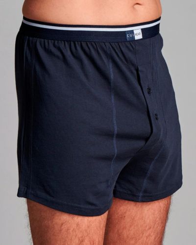 CUI Mens Ostomy High Waist Cotton Boxer - 1 each, MEDIUM, NAVY - LEFT