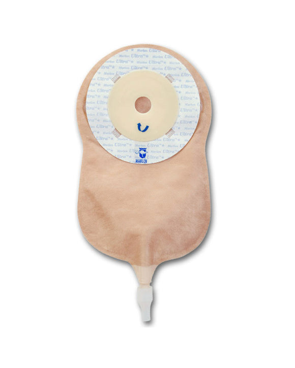 Marlen UltraLite 1-Piece Urostomy Pouch with SkinShield Barrier with No Filter - 10 per box, TRANSPARENT, FLAT - 1 1/8" (29MM)