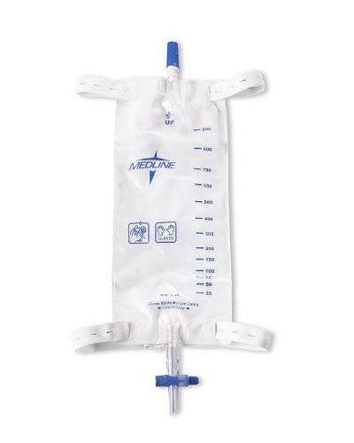Sac de jambe Medline avec drain coulissant et sangles de jambe 20 oz - 1 chacun