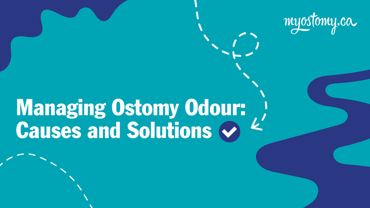 Banner for a blog explaining how to manage ostomy odours, the causes, and solutions