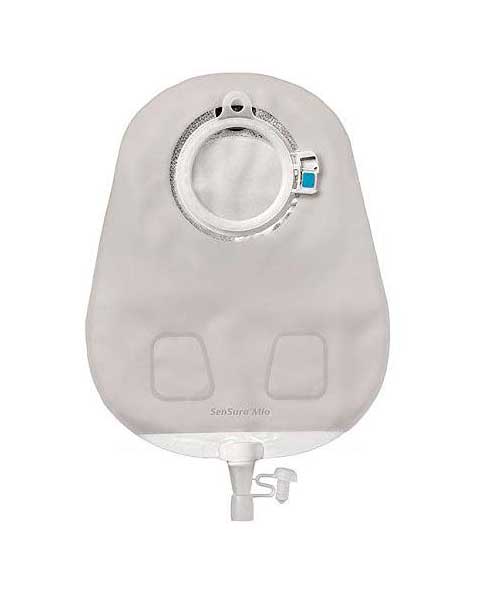 Coloplast SenSura Mio Click Urostomy Pouch - 10 per box, 60MM (2 3/8" ) / BLUE, TRANSPARENT - MAXI 26CM (10.25")