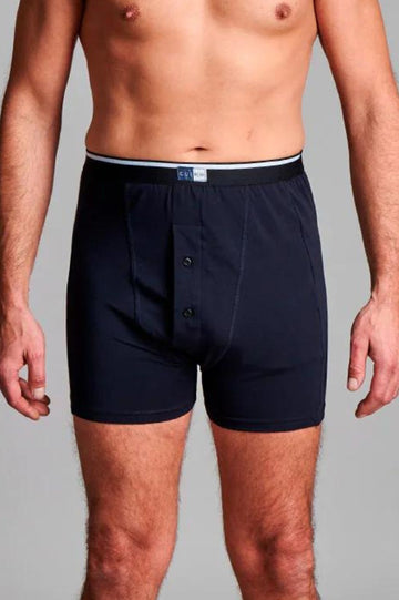 CUI Caleçon ajusté taille haute en coton pour homme avec poche pour stomie - 1 unité, TRES GRAND, BLEU MARINE - DOUBLE