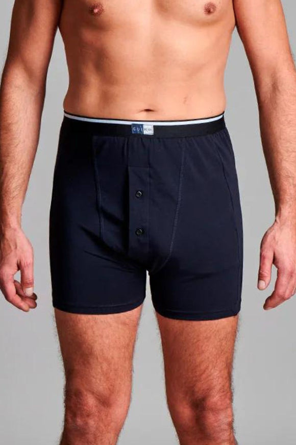 CUI Mens Ostomy High Waist Cotton Fitted Trunk - 1 each, XXLARGE, NAVY - TWIN