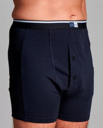 Caleçon ajusté taille haute en coton pour stomie homme CUI - 1 unité, MOYEN, BLEU MARINE - DOUBLE - 0