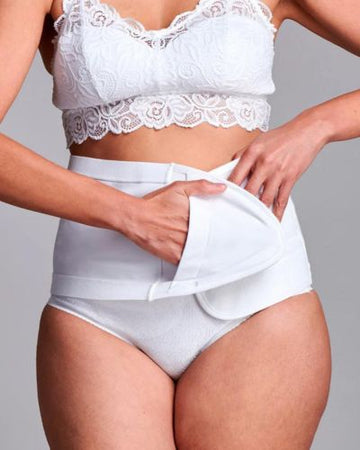 Ceinture de Soutien Herniaire et Stomale CUI Unisexe Anti-Roulement Enveloppante - 20cm/8inch - 1 unité, 20 CM / 8 POUCES, GRANDE - BLANC - SANS OUVERTURE