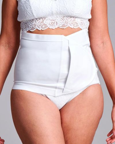 CUI Unisex Anti Roll Wraparound Ostomy Hernia Support Belt - 26cm/10inch - 1 each, 26 CM / 10 INCH, LARGE - WHITE - NO OPENING