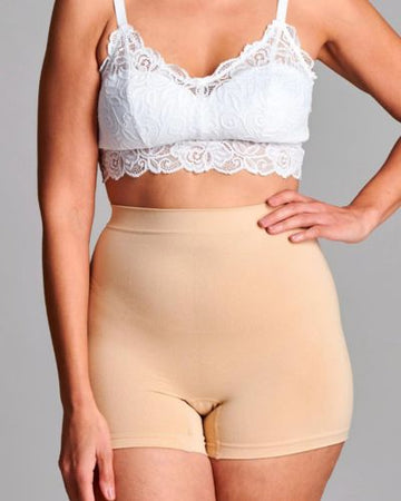 Caleçon de maintien sans couture CUI unisexe pour stomie - 1 unité, MOYEN/GRAND, BEIGE