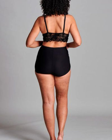 CUI Shorty taille haute en coton pour femme stomisée - 1 unité, 12, NOIR - TWIN - 0