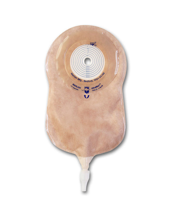 Marlen SuperFlat 1-Piece Urostomy Pouch with AquaTack Barrier - 5 per box, TRANSPARENT, SUPER FLAT - CUT TO FIT - 1/2"-2 1/8" (12-55MM)