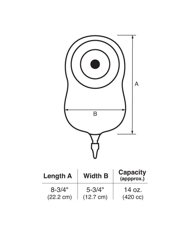 Marlen SuperFlat 1-Piece Urostomy Pouch with AquaTack Barrier - 5 per box, TRANSPARENT, SUPER FLAT - CUT TO FIT - 1/2"-2 1/8" (12-55MM) - 0