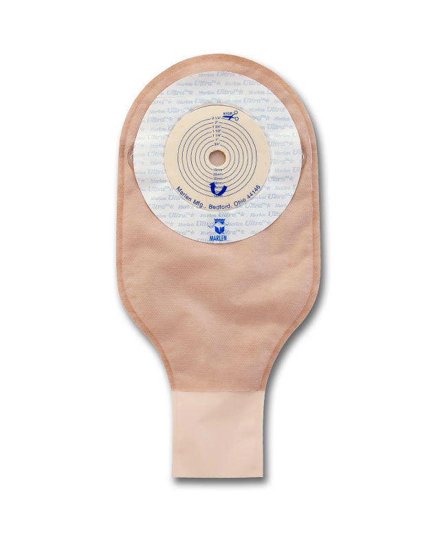Marlen UltraLite 1-Piece Drainable Pouch with Snap-Lok Pouch Closure with SkinShield Barrier with No Filter - 10 per box, DEEP CONVEXITY - 1/2" (12MM)