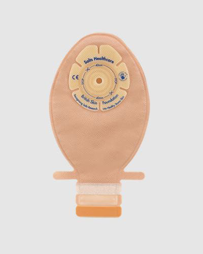 Salts Confidence Comfort Neonatal with Flexifit 1-piece Pediatric 1-piece drainable pouch - 30 units per box, NO HOLE, PAEDIATRIC, BEIGE WITH TRANSPARENT OVERLAP