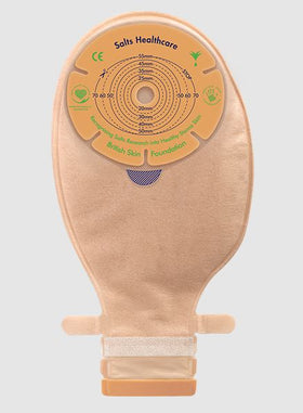 Salts Confidence Natural ADVANCE 1-Piece drainable pouch with Flexifit and Aloe - 30 units per Box, 13-55MM (1/2"-2 1/8")), SMALL, BEIGE WITH TRANSPARENT OVERLAP