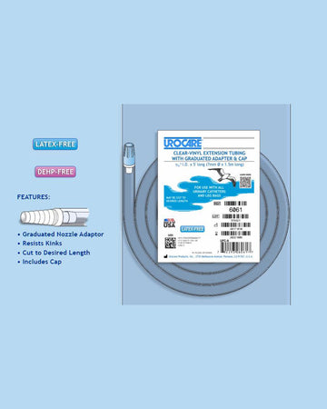 Rallonge Urocare en vinyle transparent de 152 cm avec adaptateur et bouchon non stérile – 1 unité