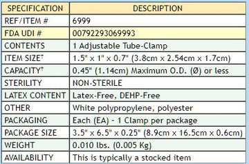 Pince pour tube de pouce Urocare à six positions - 1 de chaque - 0
