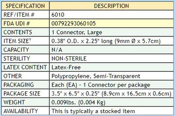 Urocare Connecteur de Tubulure Large Diamètre 3/8" - 1 unité - 0