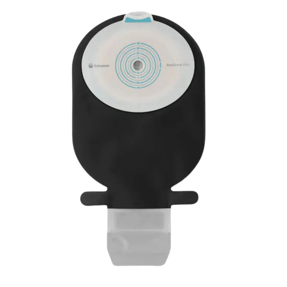 Coloplast SenSura Mio Black 1-Piece Drainable Pouch, Midi, Flat/Non-Convex, Cut to Fit 10-55mm - 10 per Box